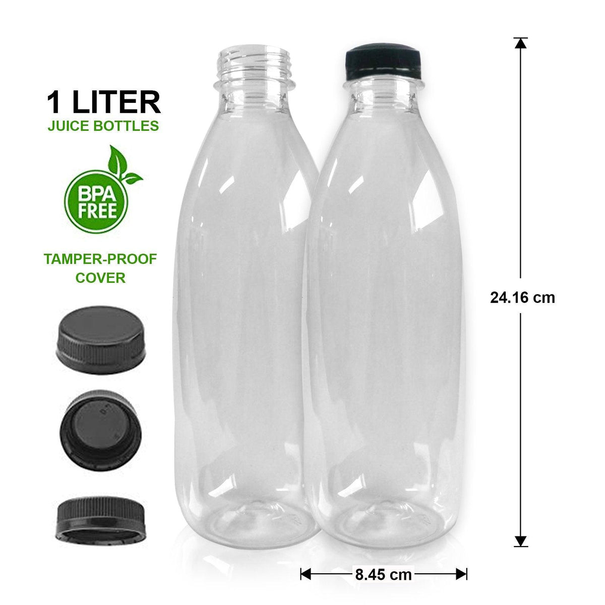 10oz Clear Pet Plastic Round Beverage Bottles (Cap Not Included) - Clear BPA Free 38 mm